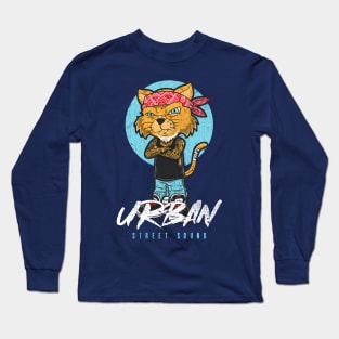 Urban Street Sound Cat Design Long Sleeve T-Shirt